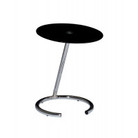 OSP Home Furnishings YLD04 Yield Telephone Table in Chrome Finish with Black Glass